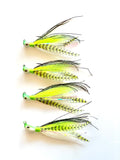 Reel Nautical Jigs Hand Tied Bucktail Deceiver Jigs 4 colors 1/4,  3/8, 1/2, and 1 oz.